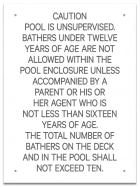 Ontario CA Unsupervised Pool >93m2 Sign